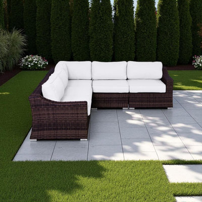 Outdoor Wicker Sofa Seating Group, Fully Assembled With Cushions