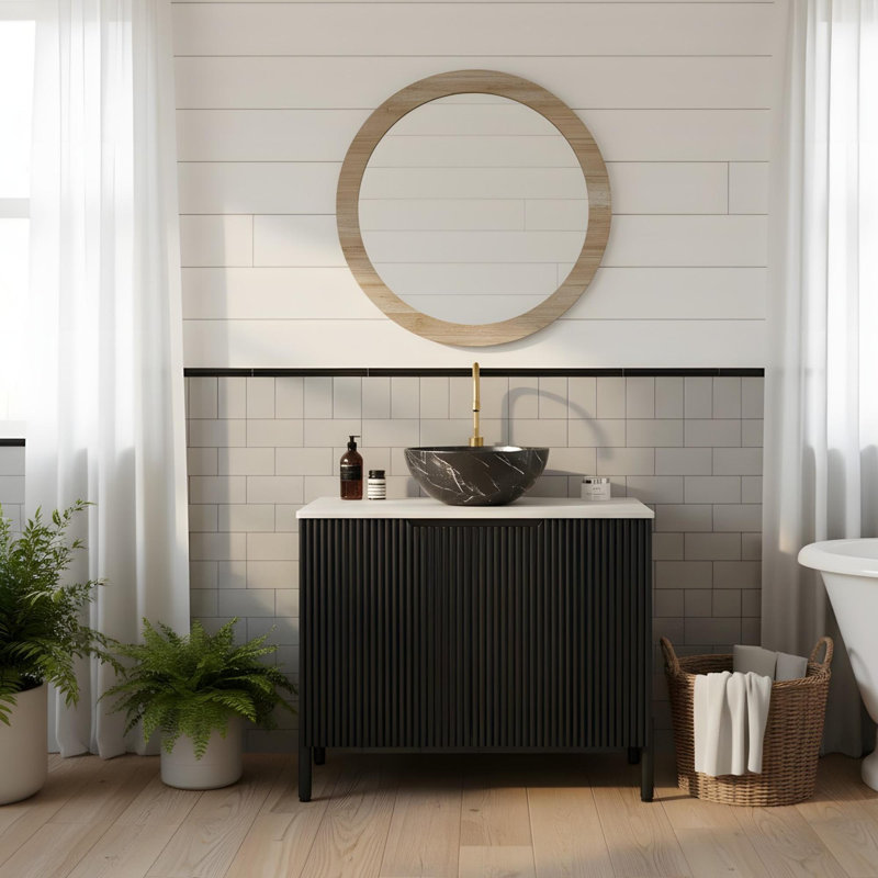 Meuble-lavabo sur pied 30 po avec lavabo à cuve noir