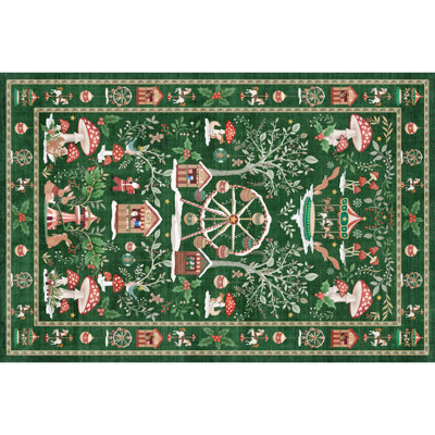 Tapis de Noël bohème vintage, tapis de forêt de Noël, tapis de chambre, tapis de sol rétro pour salon