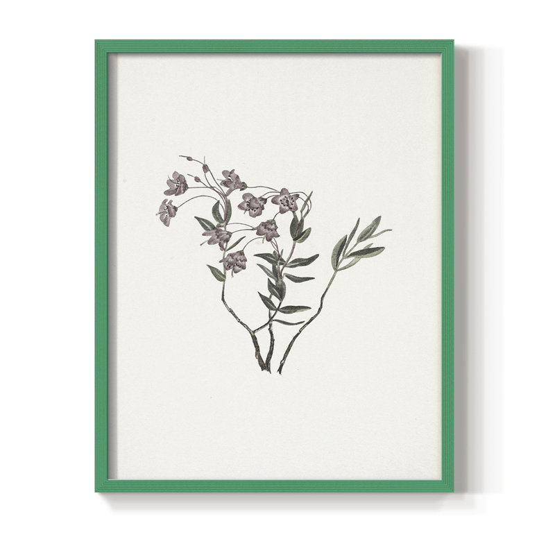 Impression florale rétro encadrée CCIV - bois massif, Vert, H 21 po x l 17 po