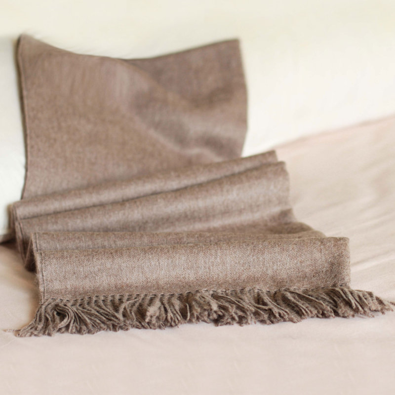 Hand Woven Throw Blanket, Light Brown