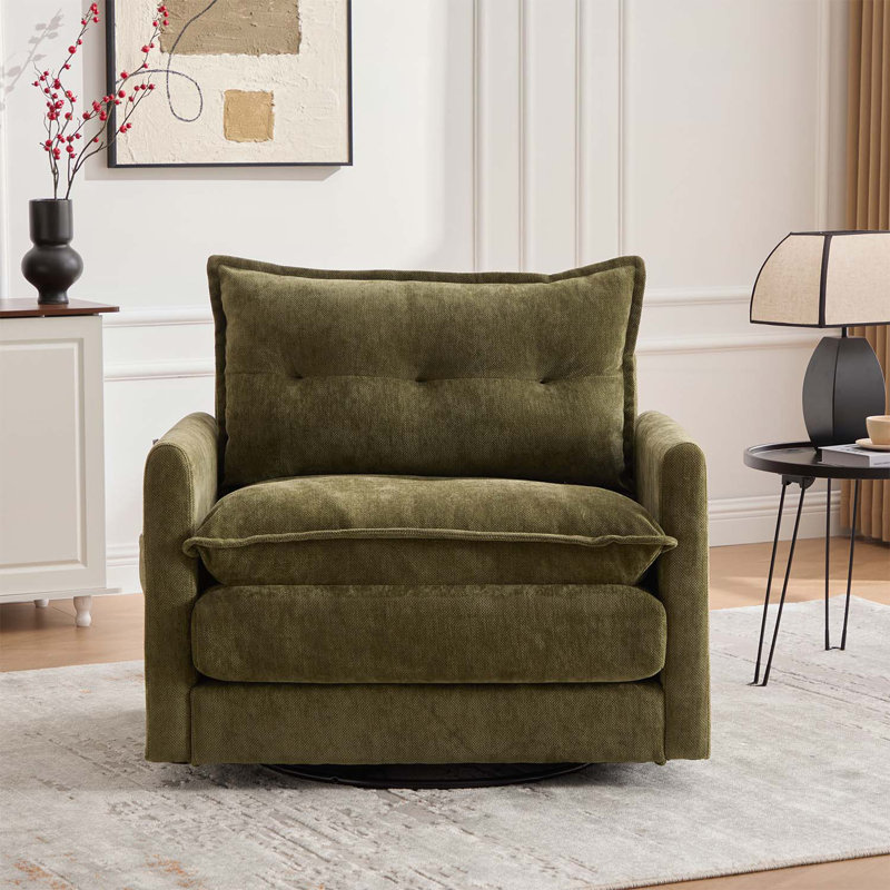 Fauteuil demi-tonneau pivotant, Vert olive