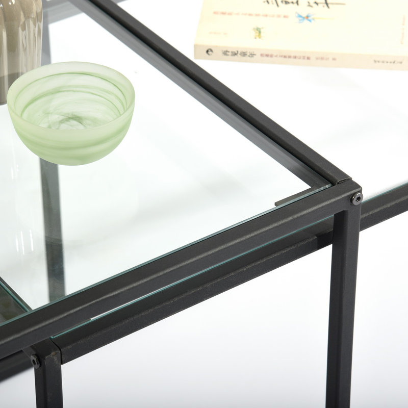 Heffington Glass Top Frame Side Table Set