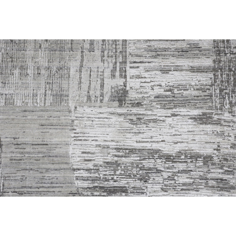 Abstract Area Rug in Silver, Rectangle 12' x 15'