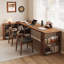 Bureau en bois massif en forme de L brun noisette-622428907