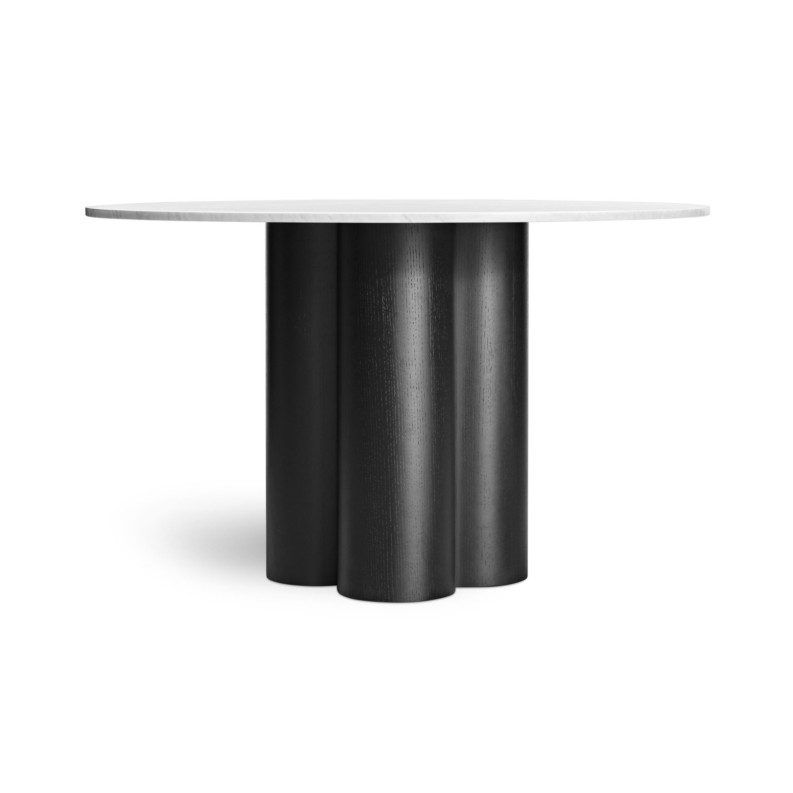 4 Quarter Round Marble Dining Table, Black Ash, 48" W x 48" L