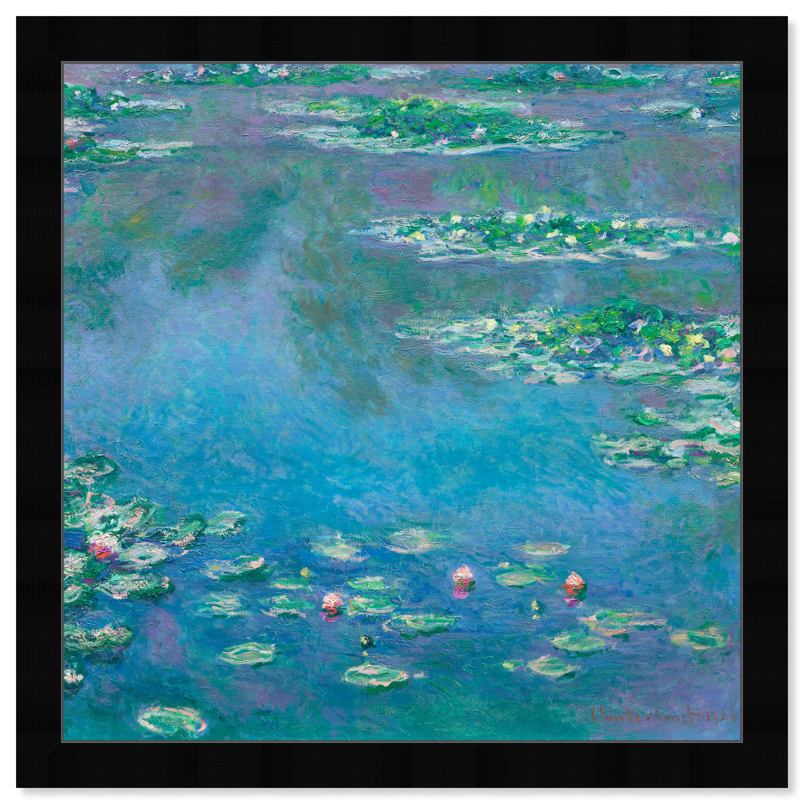 Classic Water Lilies in a Pond by Birch Lane™ - Picture Frame Print, Black, 14" H x 14" W