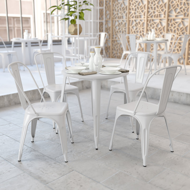Table ronde intérieure / extérieure en métal 30 po Pelzer, Blanc, H 29 po x l 30 po x P 30 po