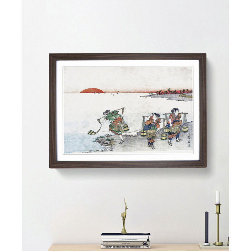 Water Carriers by Katsukawa Shunko - Picture Frame Painting Print, Walnut Framed, 48cm H x 65cm W x 2cm D