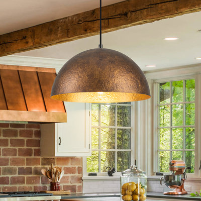 Aubreir 1-Light Rustic Gold Dome Pendant