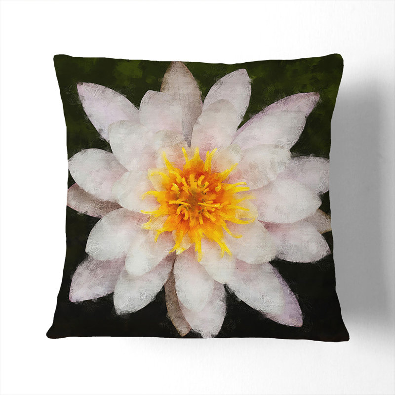 White Lily Flower Scatter Cushion, 55cm H x 55cm W x 20cm D