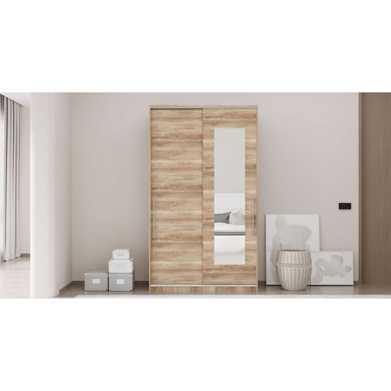 Stylish Wardrobe with Numerous Shelves, Sonoma Color, 47.2 x 81.5 x 20.5 inches | Coated Particle Board, Thickness: 0.6 inches | Wall-Mountable for Space-Saving Storage, Elegant Brown Finish