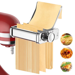 Accessoire à pâtes 3-en-1 Gvode pour batteur sur socle Kitchenaid, rouleau et couteaux tout en métal, brosse de nettoyage