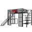 Lit mezzanine double en métal avec bureau intégré
