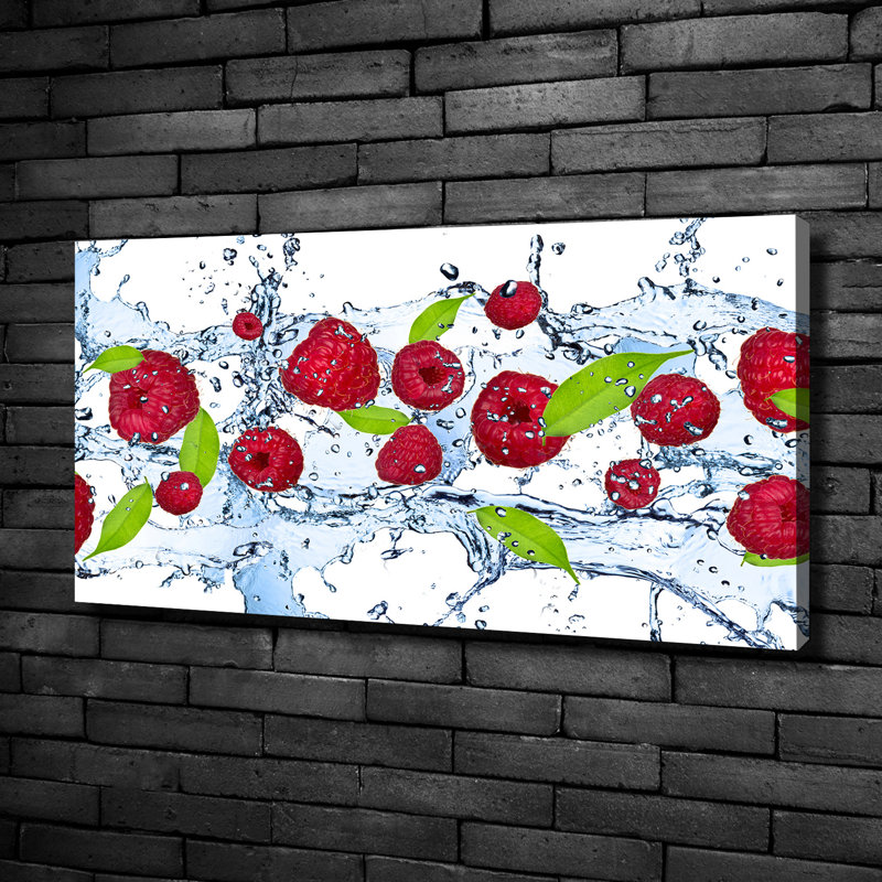Raspberries And Water - No Frame Print, Canvas, 50cm H x 100cm W x 2cm D