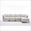 Canapés modulaires pour le salon, canapé en L 4 places en velours côtelé avec repose-pieds mobile, style rétro-moderne | Beige | Bois et tissu