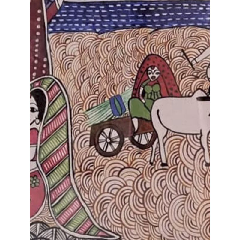 Fermier assidu - peinture de village | Aquarelle sur toile | Par Krishna Joshi