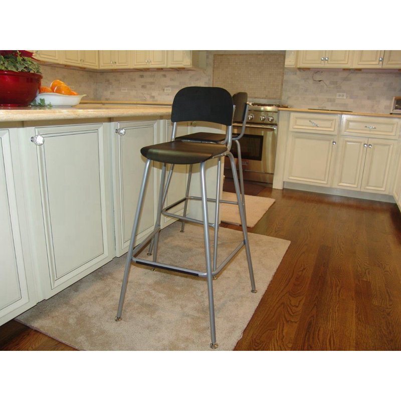 Tabouret beige avec assise en bois