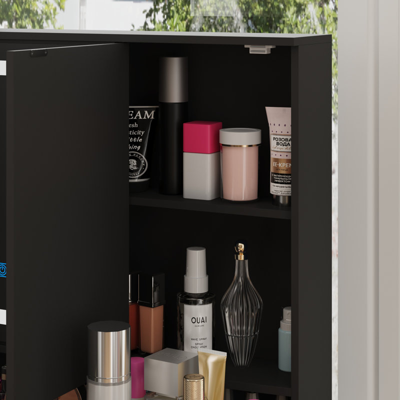 Jyotsna 9-Drawer Makeup Vanity with Mirror and Adjustable Lights , Black