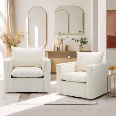 Chaise d'appoint 34,2 po pivotante à 360 degrés avec coussins amovibles 34,2 po