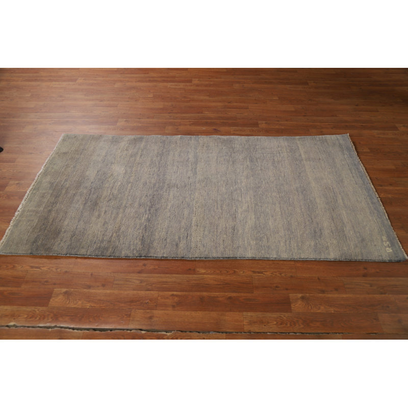 Tapis oriental gris et beige à rayures Gabbeh 3 x 6