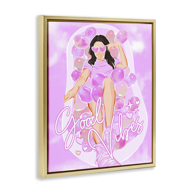 Cadre flottant pour salle de bain Good Vibes Glam, design par Ziwei Li, H 31 po x l 25 po, Cadre flottant métallique doré