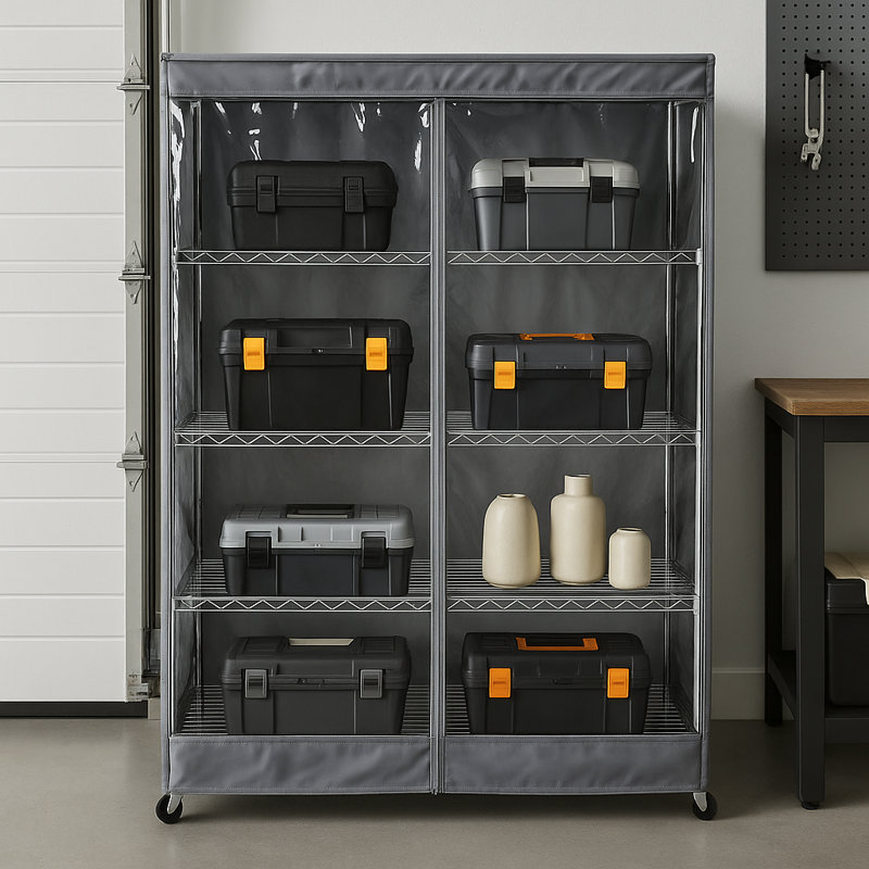 Étagère de rangement en grillage avec panneau transparent, H 72 po x l 48 po x P 25 po, H 72 po x l 48 po x P 25 po