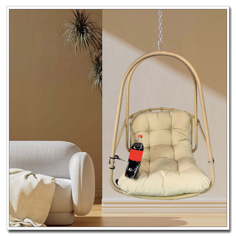 Balancelle de patio en osier avec coussin en osier, Beige