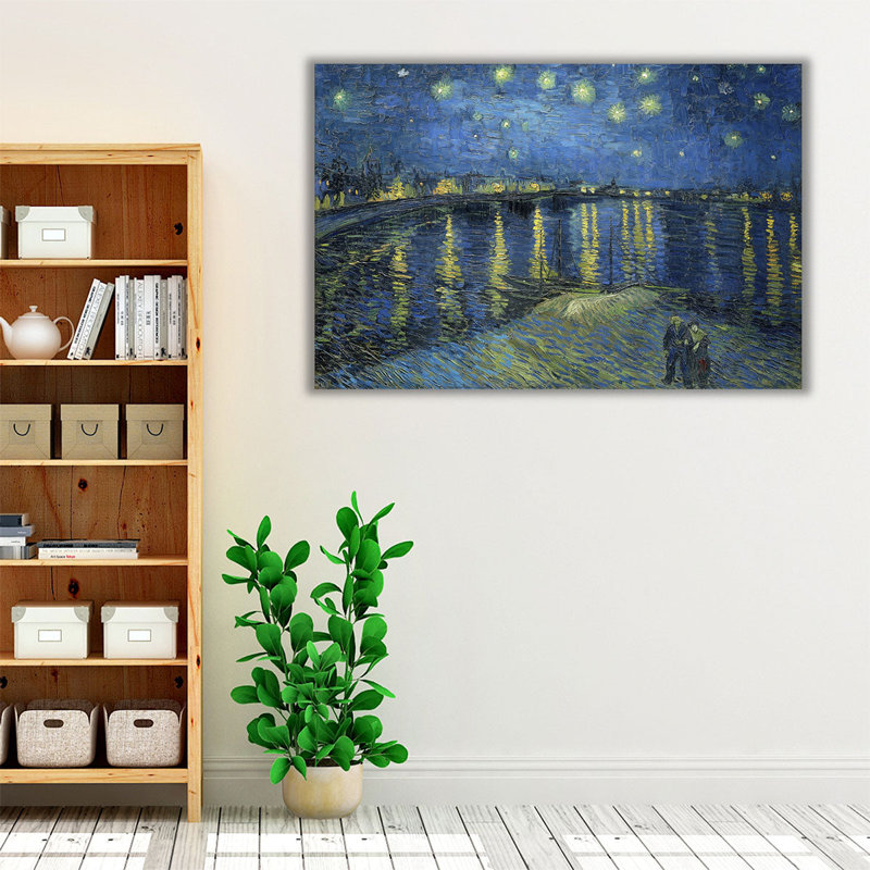 «Starry Night Over the Rhone», 1888 - reproduction d'art sur toile, H 12 po x l 18 po