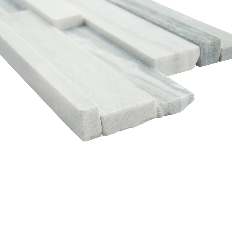 Stonecrest 6 in. x 18 in. Honed Marble Ledger Corner Wall Tile, Glacier Gris