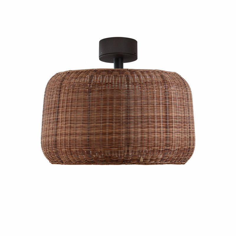 Fora LED Semi Flush Mount, Graphite Brown, Rattan Brown