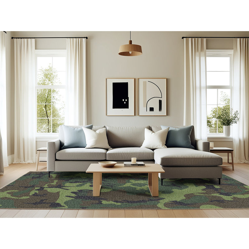 Parkman Camouflage Indoor Rug, Rectangle 6' x 9'