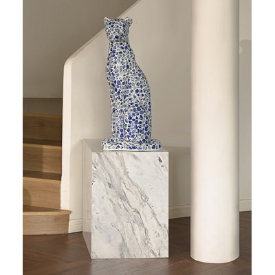 Blue+White Free Form Glass Steel+Sintered Stone Decorative Object