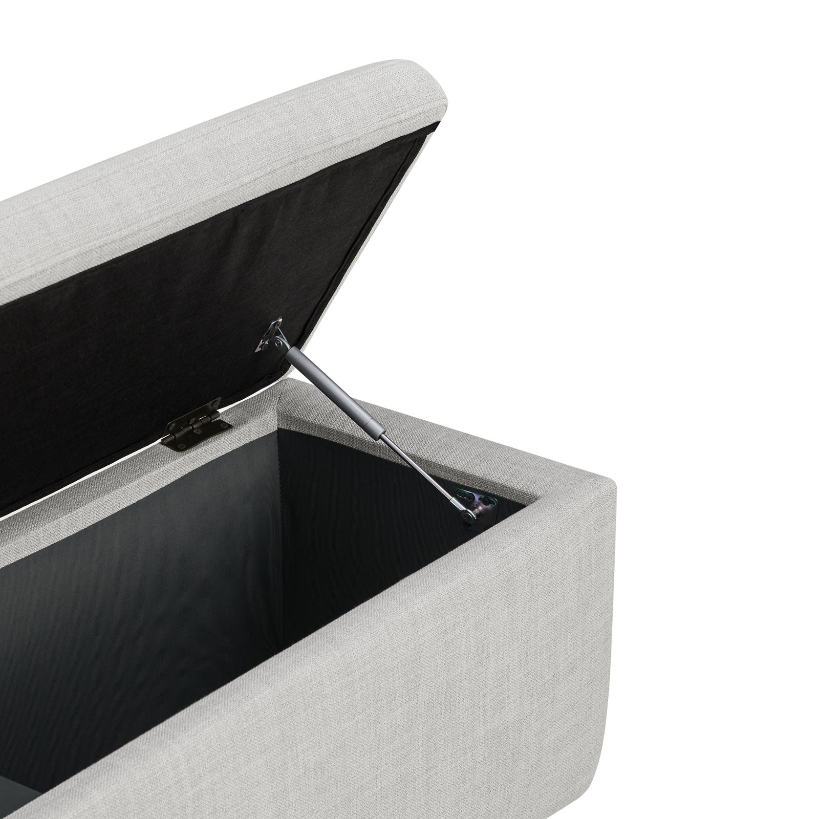 Upholstered Ottoman With Storage, Gray
