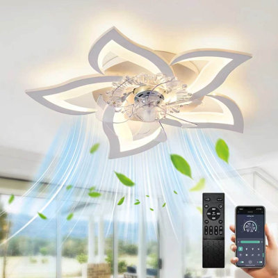LED Ceiling Fan with Light APP& Remote,Dimmable Living Room Bedroom Ceiling Lamp