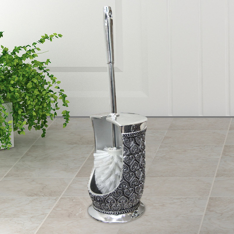 Brosse de toilette et support autoportant 4,25 po en chrome