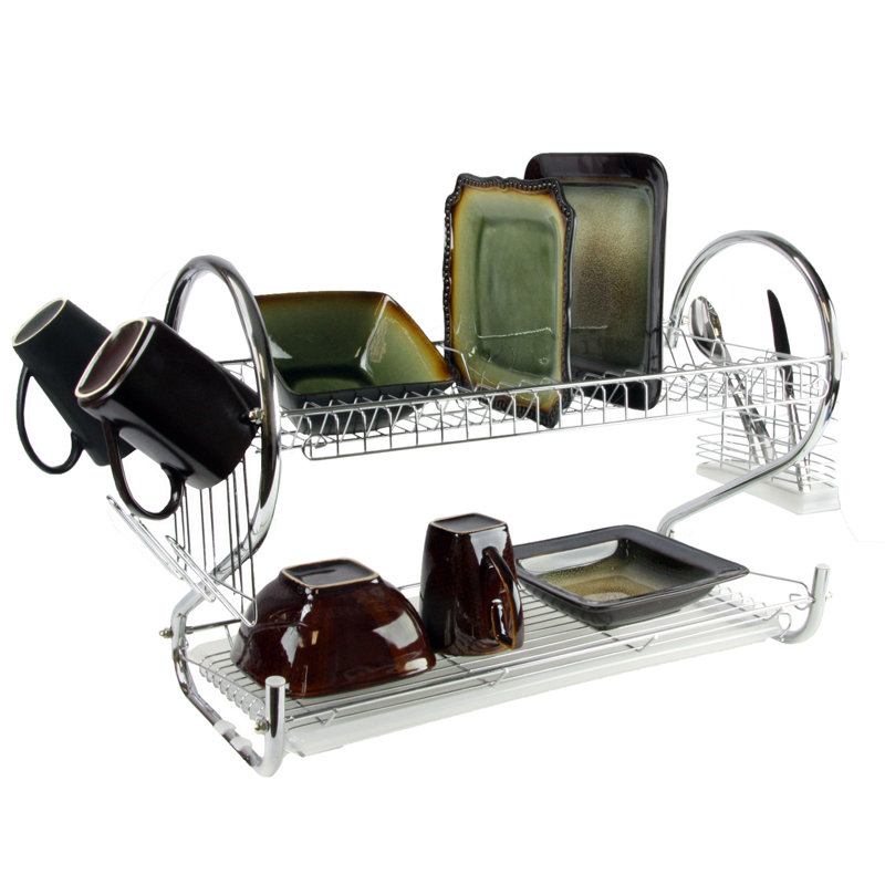 Two Tier Dish Rack, 15.5" H x 16" W x 10" D