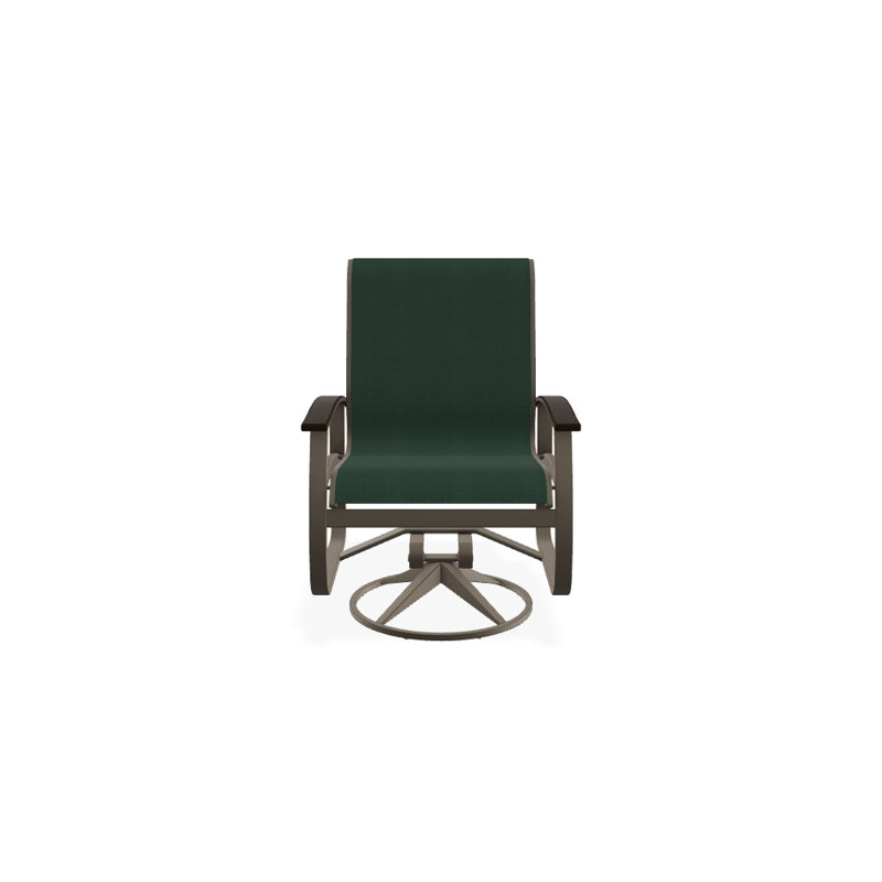 Belle Isle Outdoor Dining Armchair, Forest Forest Green 22D Sunbrella®, Gloss White, Kona P10