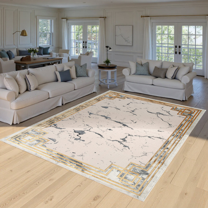 Monaco Series Abrstract Black/Gray/Ivory/Beige Area Rug, Rectangle 5'3" x 7'3"