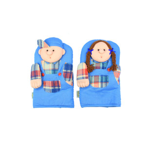 Novelty Pair Oven Gloves 100% Cotton Mitt Padded