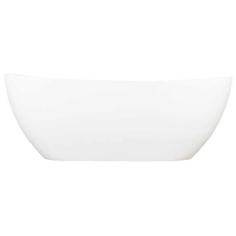 64" White Solid Surface Freestanding Oval Bathtub