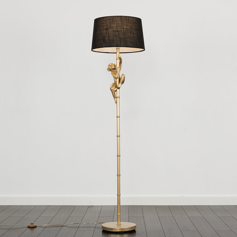 Meggan 150cm Traditional Floor Lamp, Gold, Black, Yes