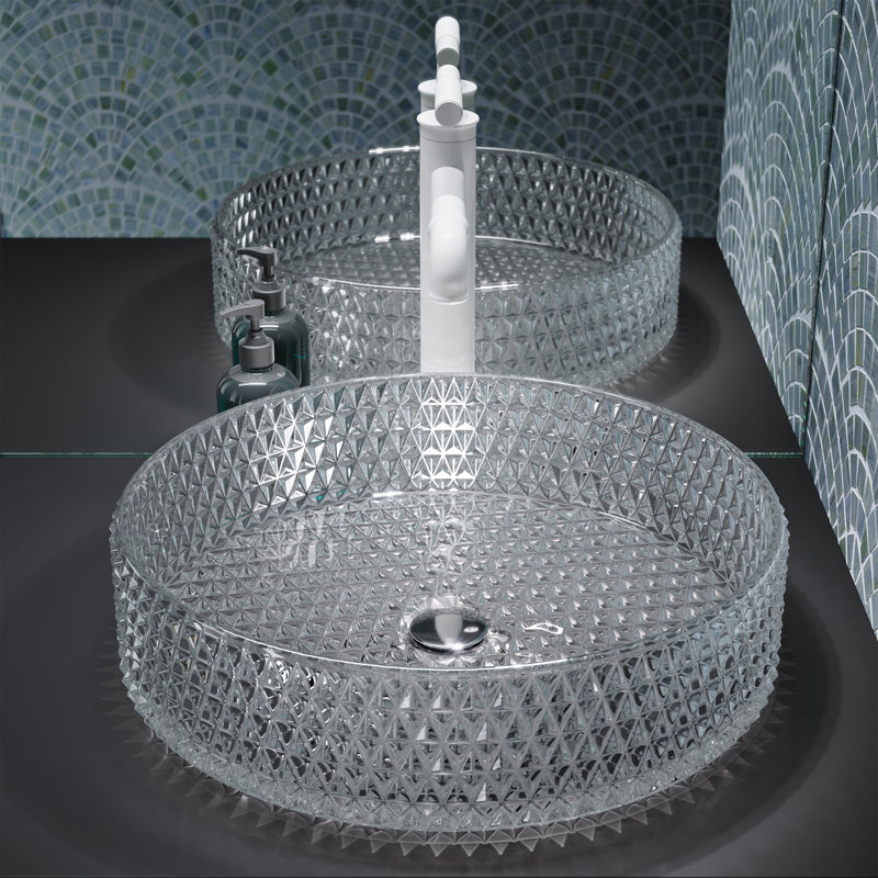 Lavabo vasque rond en verre 15,75 po Caché