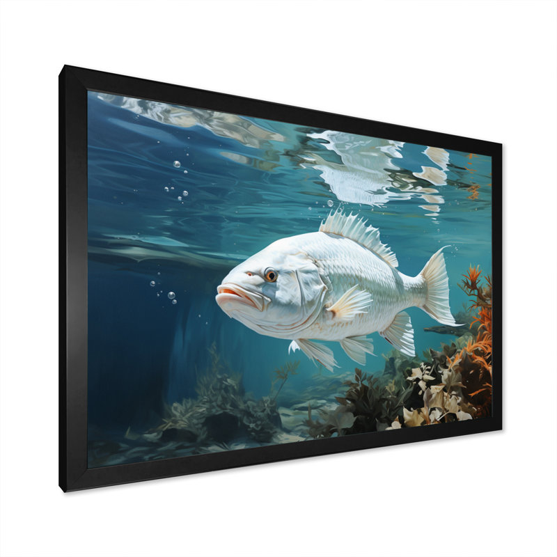 " Fishing Serenity Seas II ", Black Single Picture Framed, 24" H x 32" W x 1" D