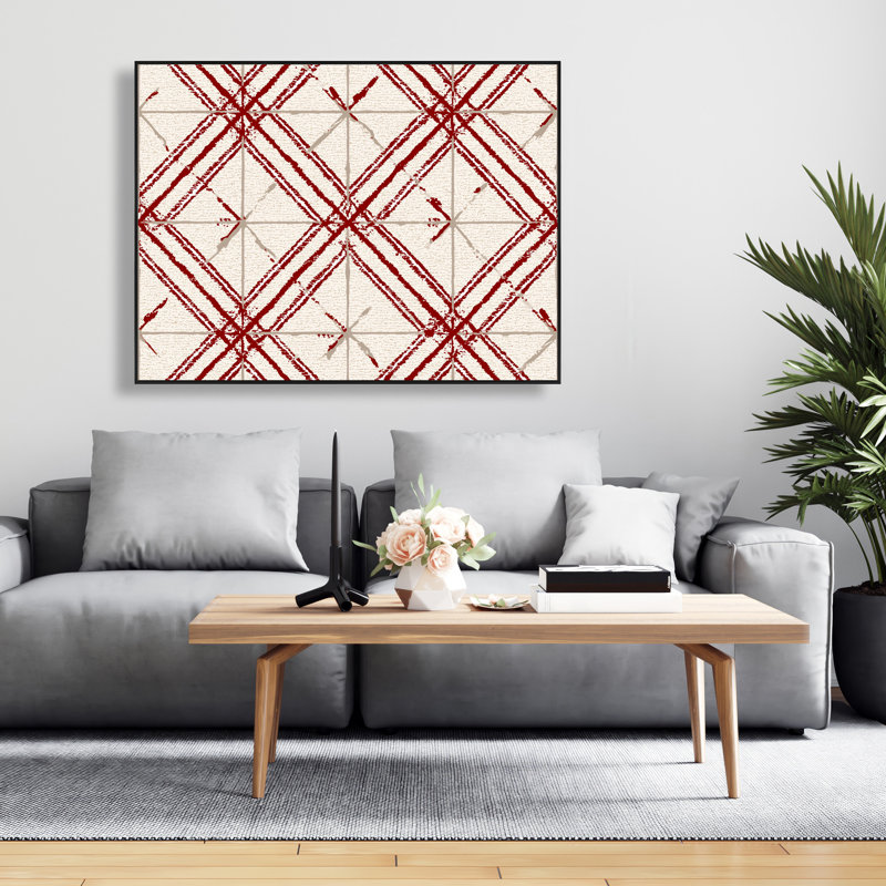 Motif de lignes - Toile encadrée blanche