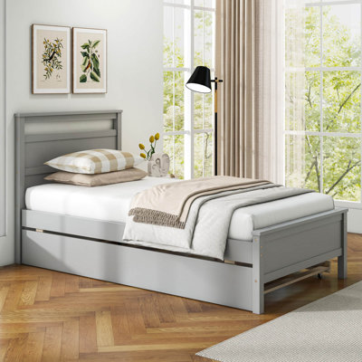 Lark Manor™ Twin Size Platform Bed With Trundle Pull-out Trundle Headboard & Footboard by Lark Manor