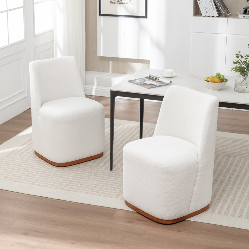 Markwart Upholstered Caster Dining Chair, White