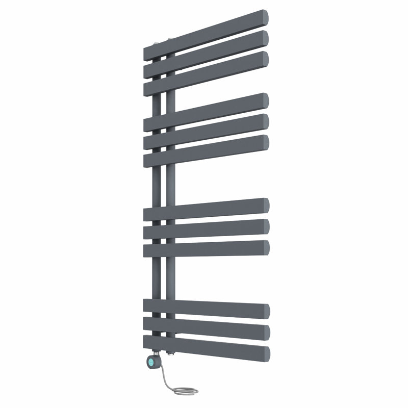Cardia Designer Towel Rail Towel Warmer, 120cm H x 60cm W x 7.35cm D, Anthracite