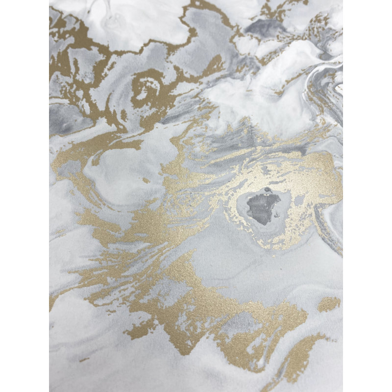 Elixir Marble Wallpaper, Grey/Gold