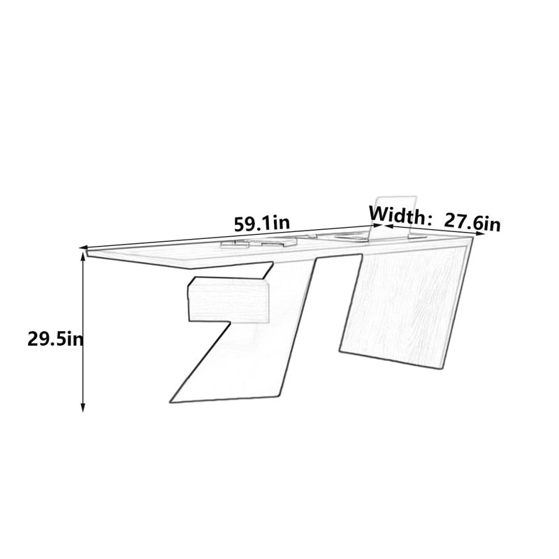 Bureau double caisson Modern, H 29,5 po x l 59,1 po x P 27,6 po